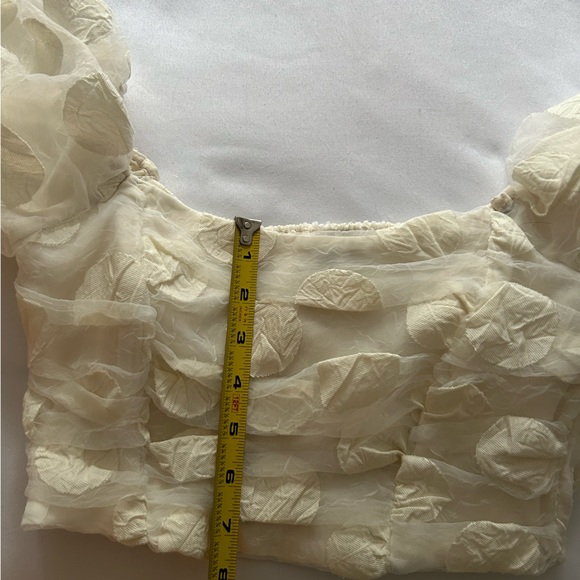 Zara Balloon Sleeve Crop Top in Ecru - Picture 6 of 6